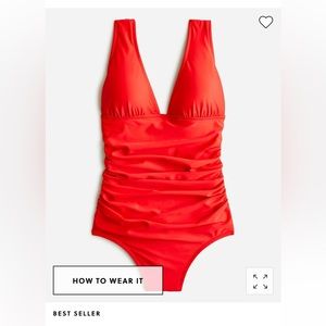 J Crew long torso ruched v-neck one piece swimsuit